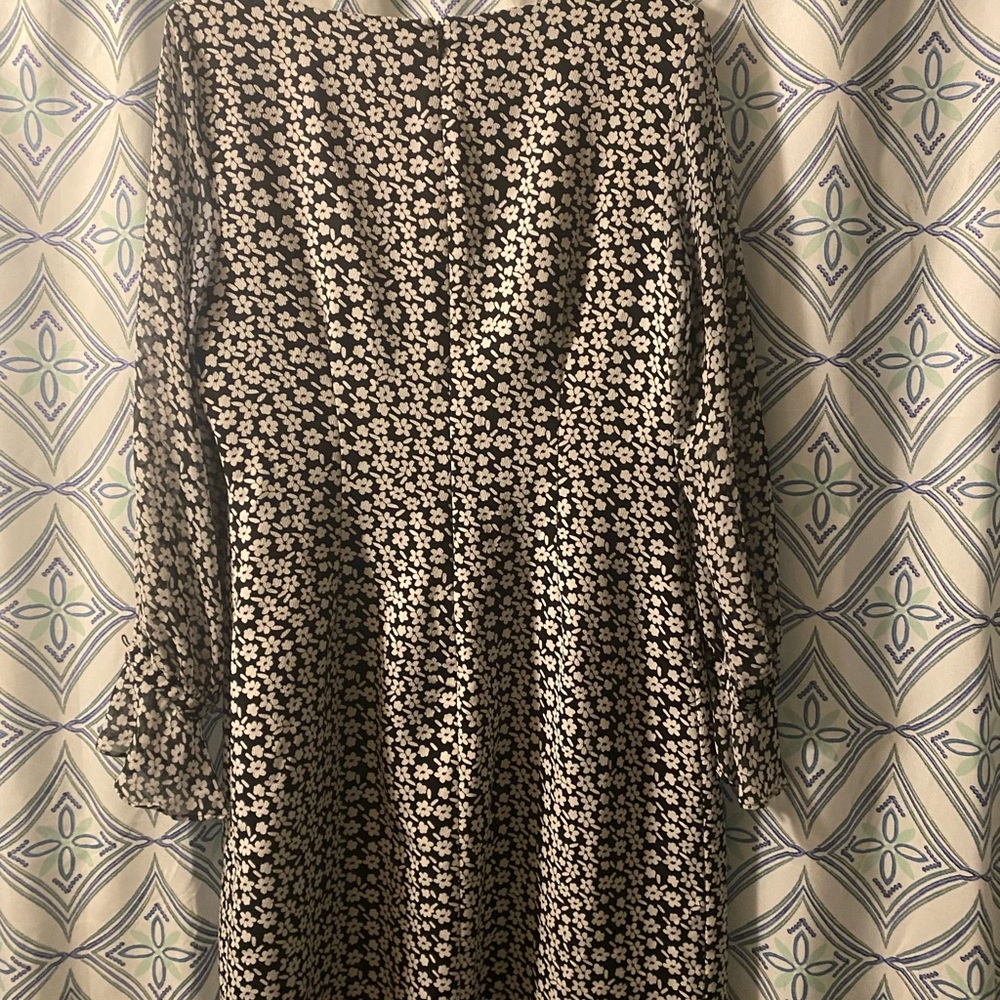 EUC VINTAGE KARL LAGERFELD Floral Sheath Dress, Shear Long Sleeves, Fully Lined - Picture 3 of 13